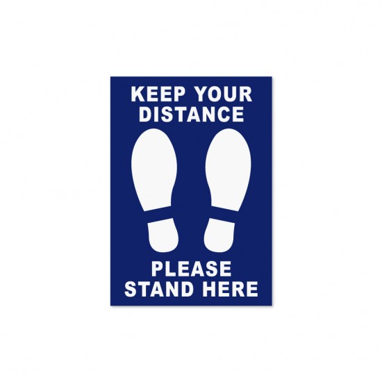 Covid-19 Floor Sticker Keep Your Distance A5 Dark Blue 3pcs